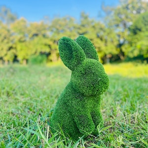 Animal Topiary Green Rabbit Topiary Both Hands Up Is Made Of Fibreglass And Artificial Turf For Home, Garden And Outdoor