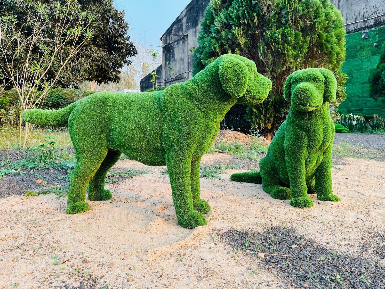 Dog Topiary Pair Green Colour : Artificial Turf Decor - Etsy