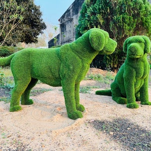 Animal Topiary Green Dog Pair Is Made Of Fibreglass And Artificial Turf For Home, Garden, And Outdoor image 4