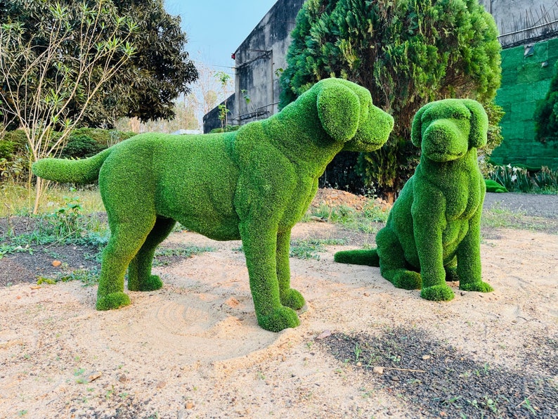 Animal Topiary Green Dog Pair Is Made Of Fibreglass And Artificial Turf For Home, Garden, And Outdoor image 4