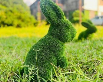 うさぎのトピアリー（緑色）：カスタマイズ可能な屋外・屋内装飾