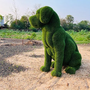 Animal Topiary Green Sitting Dog Is Made Of Fibreglass And Artificial Turf For Home, Garden And Outdoor image 5