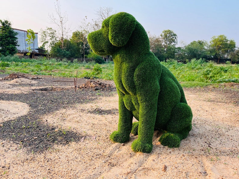 Animal Topiary Green Sitting Dog Is Made Of Fibreglass And Artificial Turf For Home, Garden And Outdoor image 5