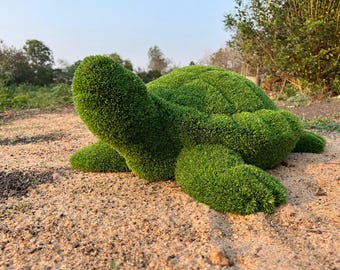 Animal Topiary Green Turtle Is Made of Fibreglass And Artificial Turf For Home, Garden And Outdoor.