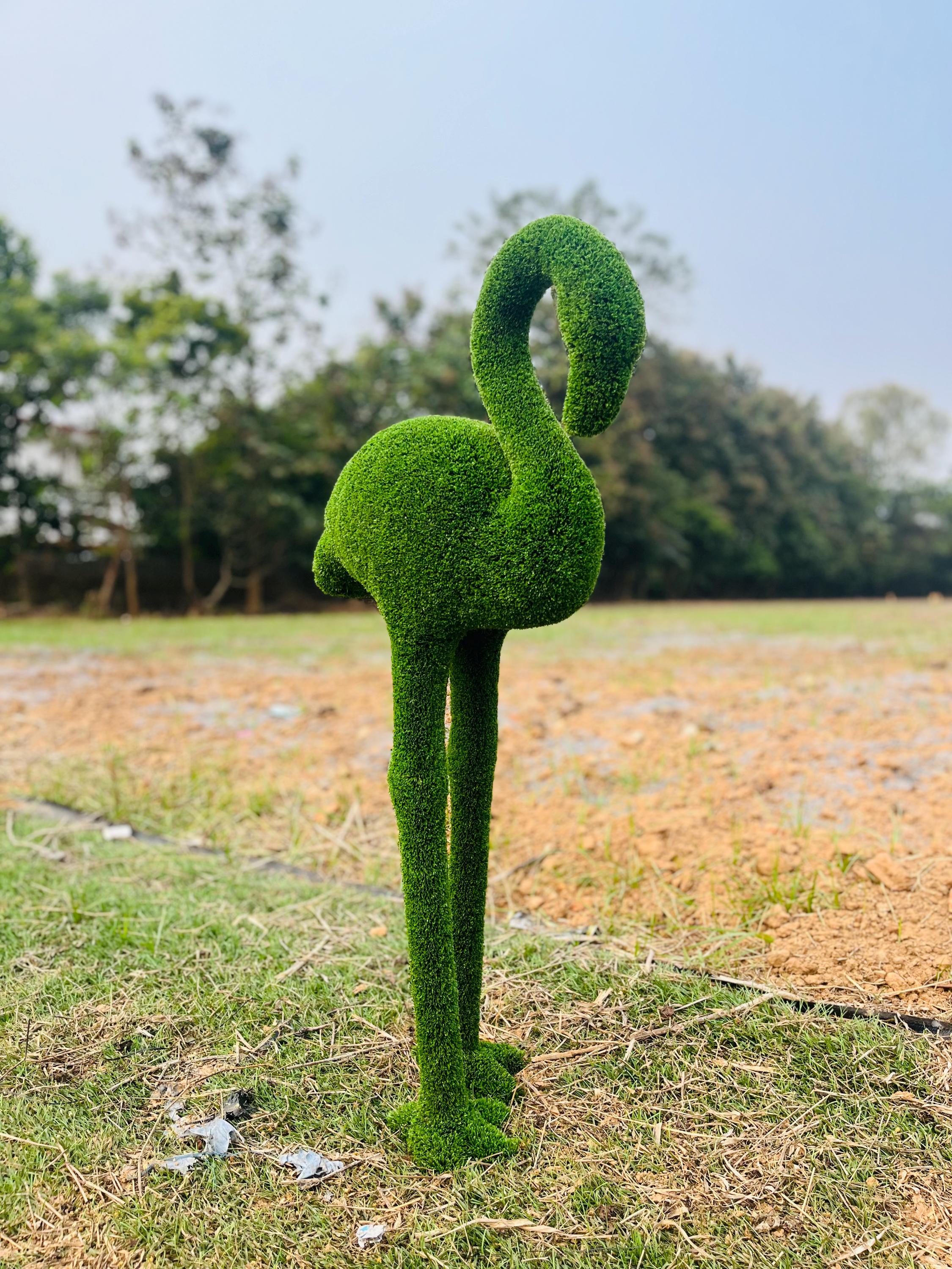 Artificial Turf Flamingo Topiary: Garden Decor - Etsy