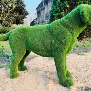 Animal Topiary Green Standing Dog Is Made Of Fibreglass And Artificial Turf For Home, Garden And Outdoor