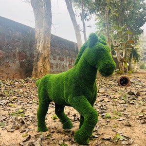 Animal Topiary Green Foal Is Made Of Fibreglass And Artificial Turf For Home, Garden And Outdoor image 1