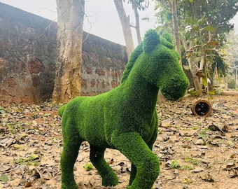 Animal Topiary Green Foal  Is Made Of Fibreglass And Artificial Turf For Home, Garden And Outdoor