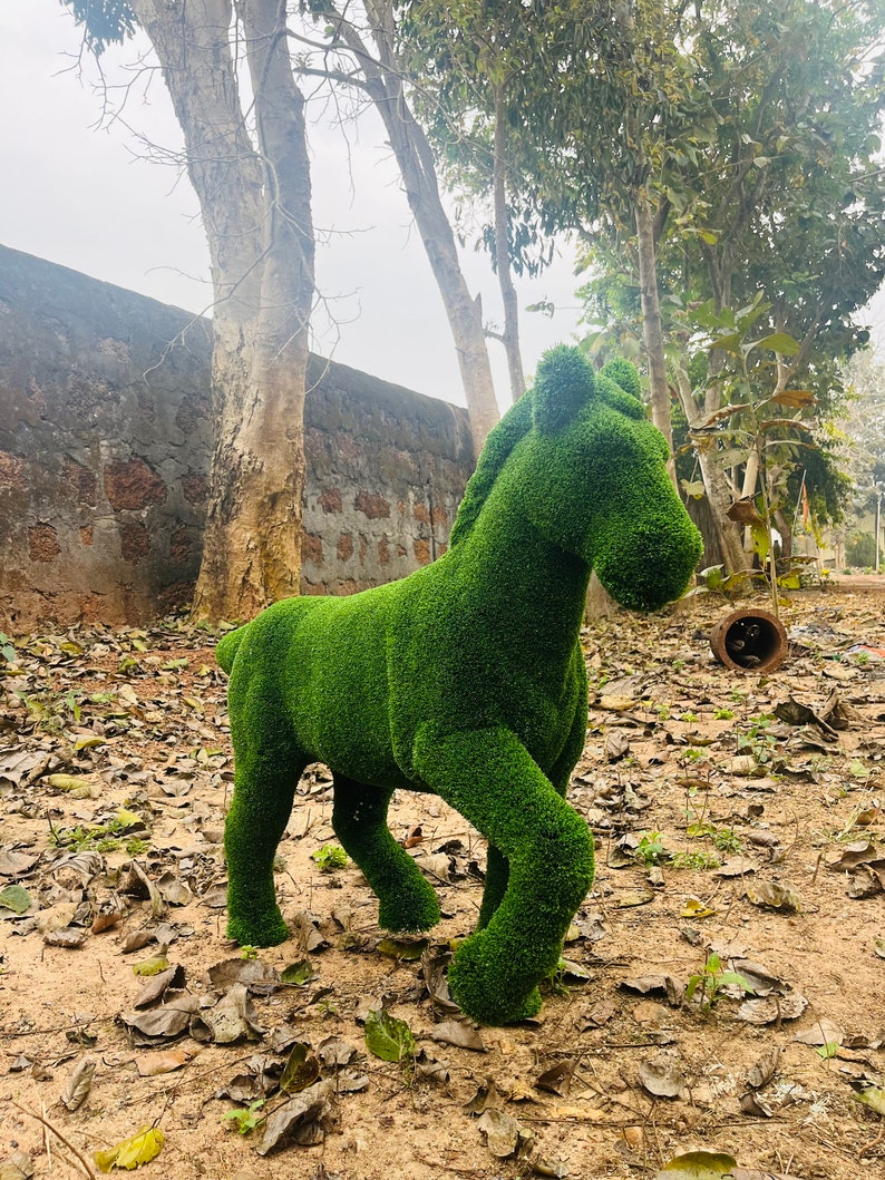 Animal Topiary Green Foal Is Made Of Fibreglass And Artificial Turf For Home, Garden And Outdoor image 1