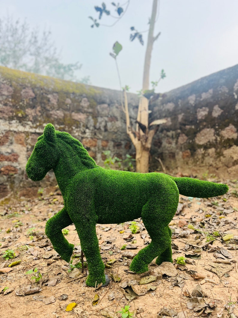 Animal Topiary Green Foal Is Made Of Fibreglass And Artificial Turf For Home, Garden And Outdoor image 6