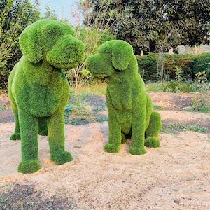 Animal Topiary Green Dog Pair Is Made Of Fibreglass And Artificial Turf For Home, Garden, And Outdoor image 2