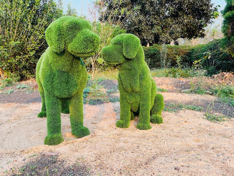 Animal Topiary Green Dog Pair Is Made Of Fibreglass And Artificial Turf For Home, Garden, And Outdoor image 2