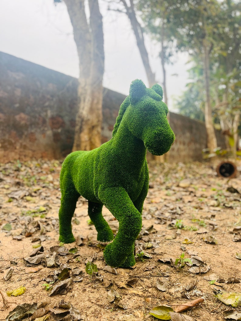 Animal Topiary Green Foal Is Made Of Fibreglass And Artificial Turf For Home, Garden And Outdoor image 5