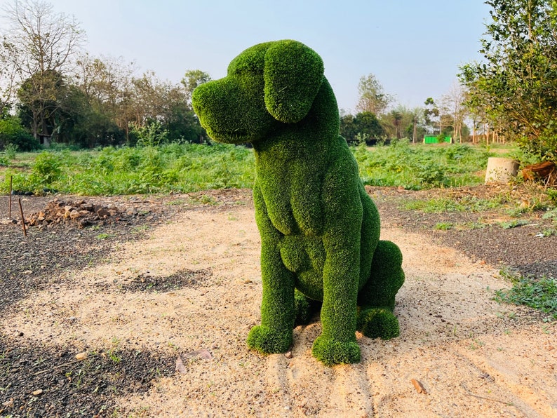 Animal Topiary Green Sitting Dog Is Made Of Fibreglass And Artificial Turf For Home, Garden And Outdoor image 3
