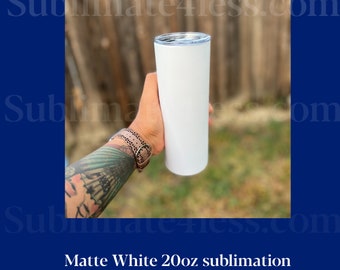 Vaso delgado blanco mate de 20 oz listo para sublimación