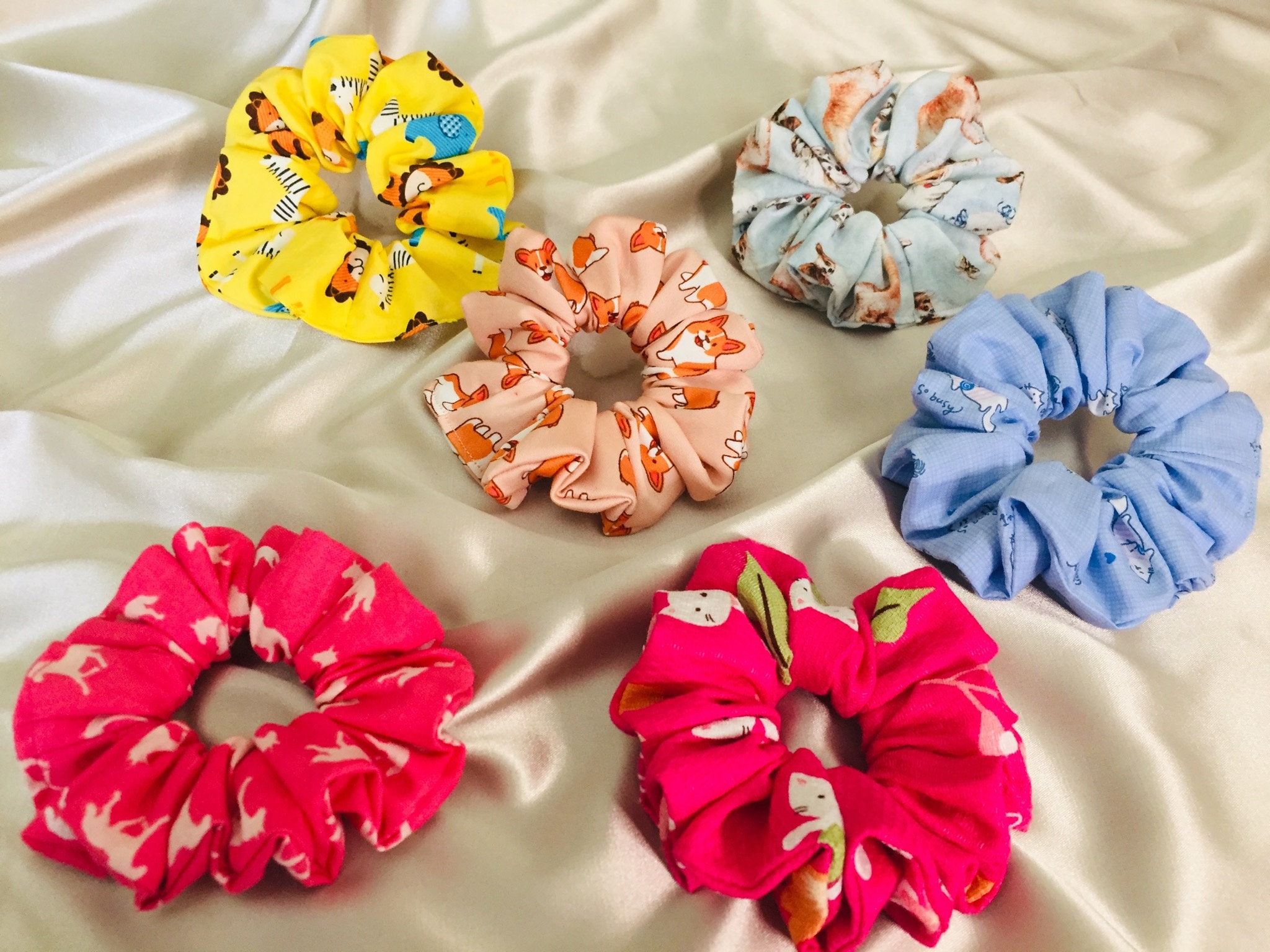 Grey Animal Print Scrunchie