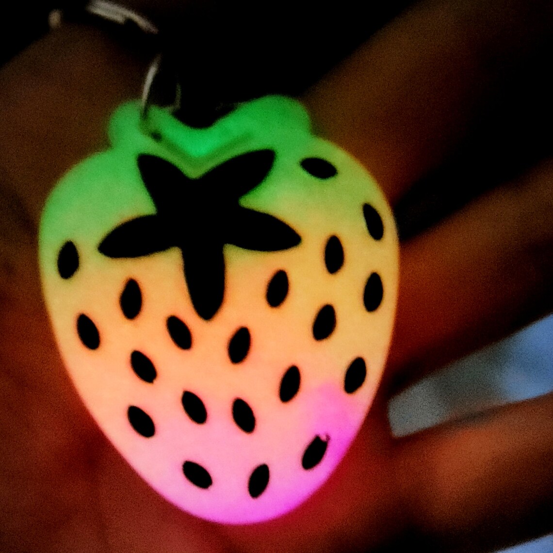 Strawberry Glow in the Dark Keychain Etsy