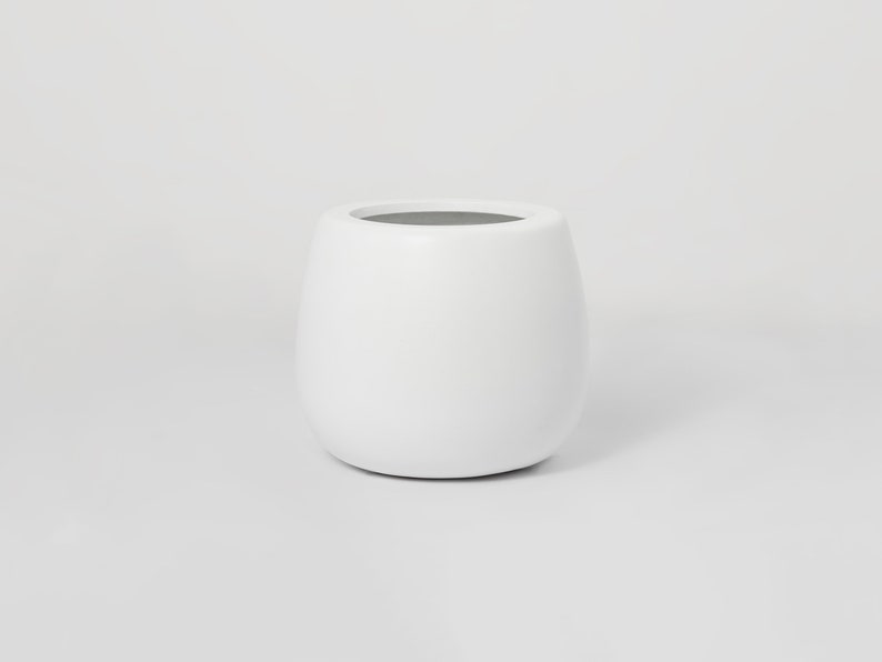 Large Nordic Minimalist Fiberstone Lightweight Round Planter Pot - Thumbnail 2