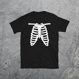 Skeleton Bones Rib Cage Unisex Tee Shirt | Streetwear, Fashion, Dark Aesthetic, Halloween, Goth, Emo, Punk, Gift For Girlfriend, Boyfriend