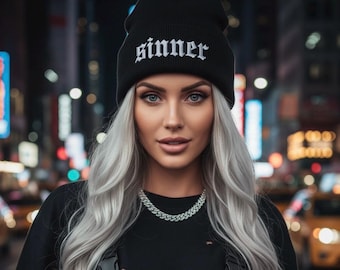 Czapka Sinner Beanie | Prezent w stylu dark goth emo punk streetwear