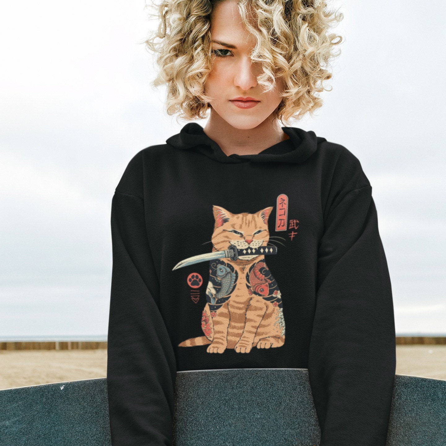 Women's sweatshirt japanese cat – Alex Kokhan