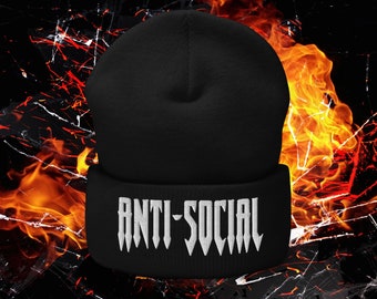 Anti Social Beanie | Dark Streetwear Fashion Goth Emo Punk Gift