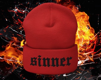 Sinner Cuffed Beanie Streetwear, Fashion, Goth, Emo, Punk