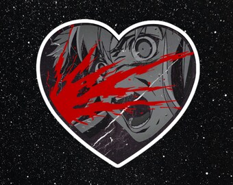 Dark Goth Anime Girl Sticker | Bloody Heart Vinyl Decal