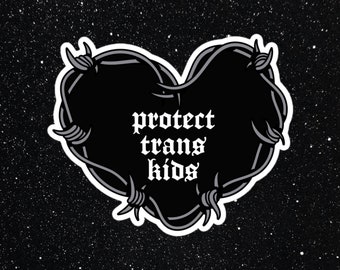 Protect Trans Kids Barbed Wire Heart Sticker | Sticker For Car Bumper, Tuners, Racing, Truck, Laptop, Skateboard, Phone, Window