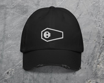 Coffin Skull Distressed Cap | Dark Streetwear Fashion Goth Emo Punk Gift