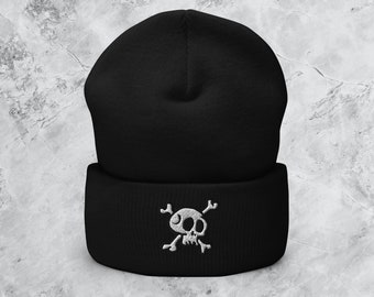 Skull Embroidered Beanie | Dark Goth Punk Streetwear Fashion Gift