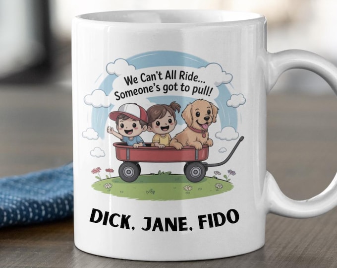 Nostalgic Children Design Cartoon Red Wagon Mug Teamwork Quote Mug Funny Saying Coffee Cup Custom Artwork Gift Idea Morning Drink Ceramic