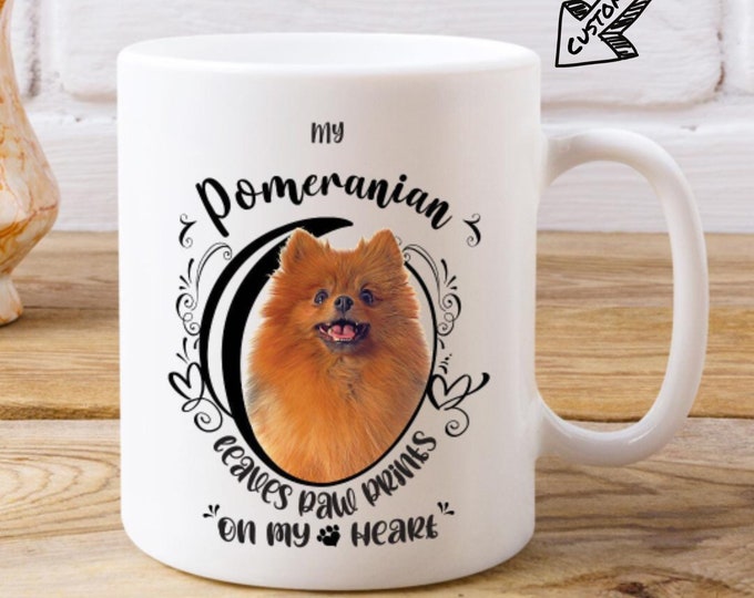 Dog Coffee Ceramic Pomeranian Coffee Mug Paw Prints On My Heart Ceramic Dog Mug With Name Customization Pet Coffee Mug Unique Cute Mugs