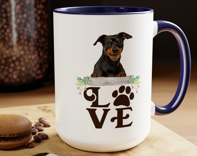 Two-Tone Coffee Mugs 15oz Min Pin Mug Ceramic Mug Gift For Mom Dog Lover Present For Birthday Large Coffee Mug For Dad Dog Memorial Gift
