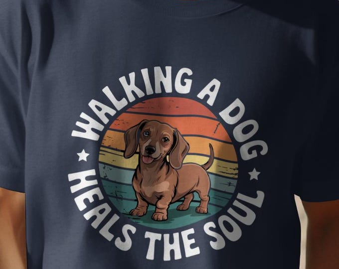 Dachshund Graphic Tee: Retro Sunset, Dog Lover Gift