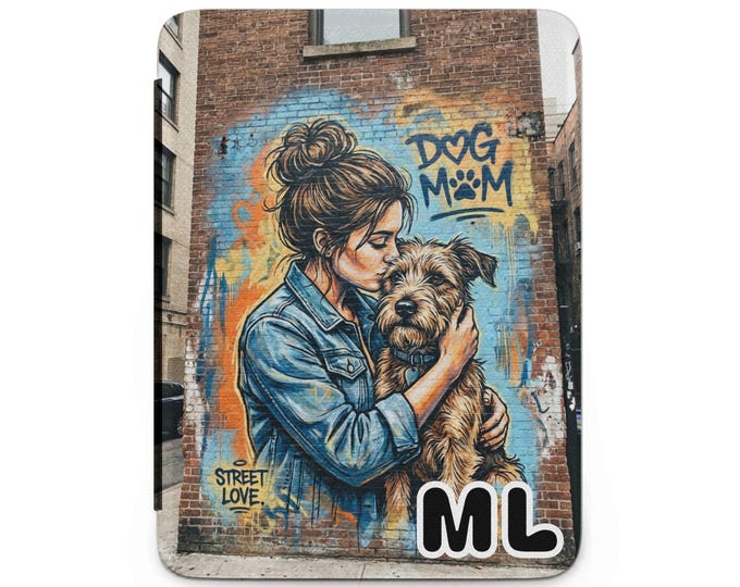 Dog Mom Kindle Cover, Street Art Terrier, Satin PU Leather