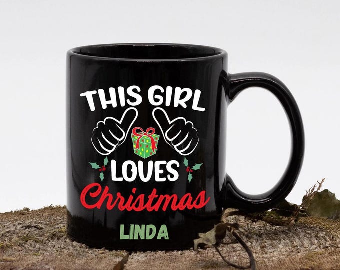 Christmas Gift for Her Customizable Holiday Mug Secret Santa Office Gift Personalized Name Drinkware 11 15 oz Coffee Cup Winter Festive