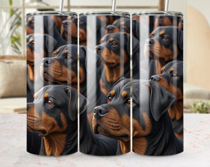 Rottweiler Tumbler Wrap, 20oz Skinny Rottweiler PNG, Dog Sublimation Designs, Rottweiler Dog Tumbler Wrap, Digital Download
