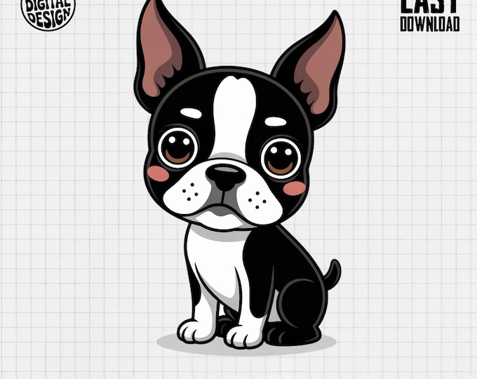 Boston Terrier Clipart, Cute Puppy Clipart, Baby Animal Clipart, Nursery Clipart, Dog Clipart, Puppy PNG, Baby Shower Clipart