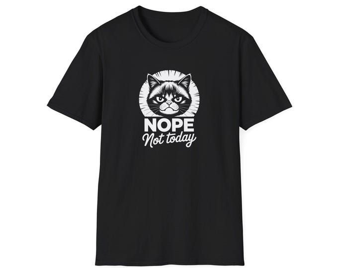 Funny Cat Unisex Softstyle T-Shirt, Nope Not Today Tee, Cat Lovers Gift, Cute Pet Shirt, Humor T-Shirt, Everyday Wear