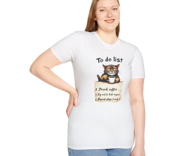 Sarcastic Coffee Shirt Funny Cat Lover Clothing for Men Birthday Present Cat Owner Coffee Gift Graphic Design Funny Humor Grumpy Cat Lover