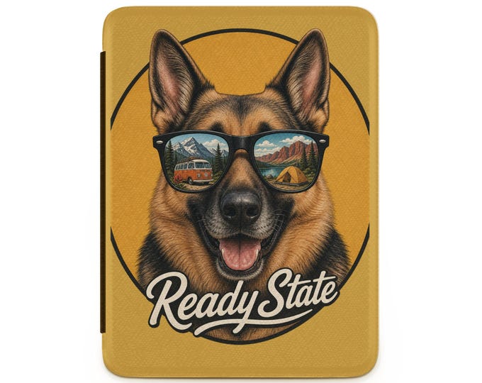 German Shepherd Kindle Cover, Funny Dog E-Reader Case, Cute GSD Tablet Sleeve, Sunglasses Adventure Paperwhite Protector, Dog Lover Gift