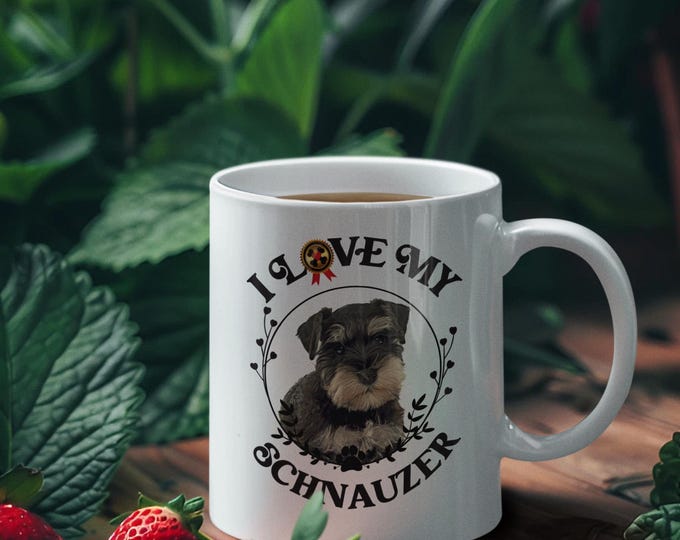 Schnauzer Gift For Her Schnauzer Coffee Mug Custom Name Ceramic Gift for Dog Lovers and Families Sublimated Oil Painting Design Cute Dog Mug