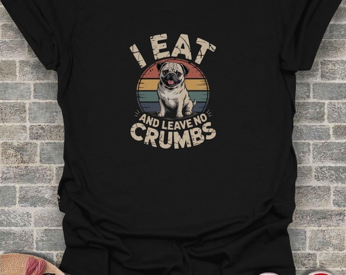 Funny Pug Lover T Shirt, Retro Vintage Sunset Graphic Tee, Cute Dog Mom Unisex Top, Humorous Pet Owner Tshirt, Birthday Holiday Gift Idea
