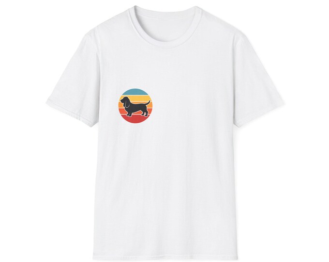 Retro Bassett Unisex T-Shirt | Dog Lover Gift, Casual Tee, Animal Graphic Shirt, Pet Appreciation, Birthdays, Summer Vibes