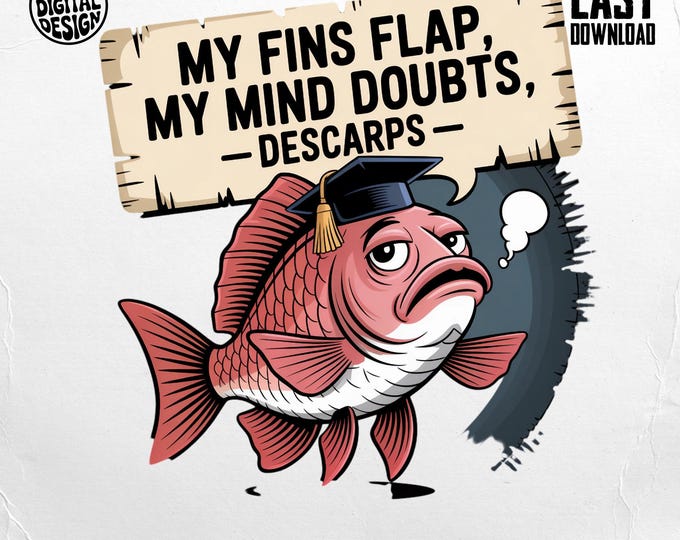 Sad Fish Clipart, Funny Animal Clipart, Graduation Fish Clipart, Fish PNG, Fish Digital Download, Fish T-Shirt Design