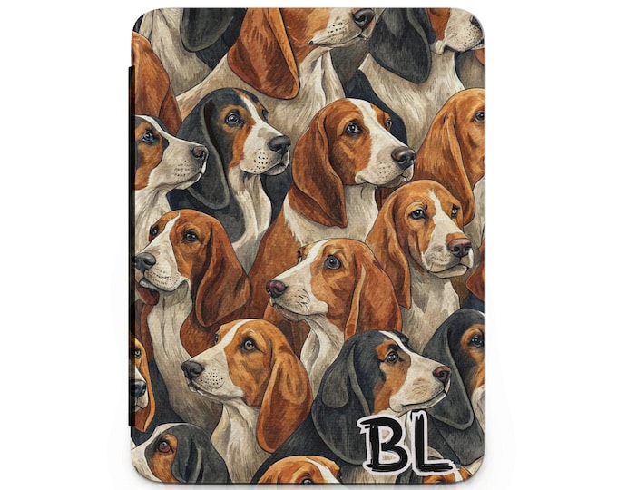 Basset Hound Mania Kindle Case Dog Art Print, Puppy Lover Gift, Pet Portrait Decor, Canine Obsessed Home Goods