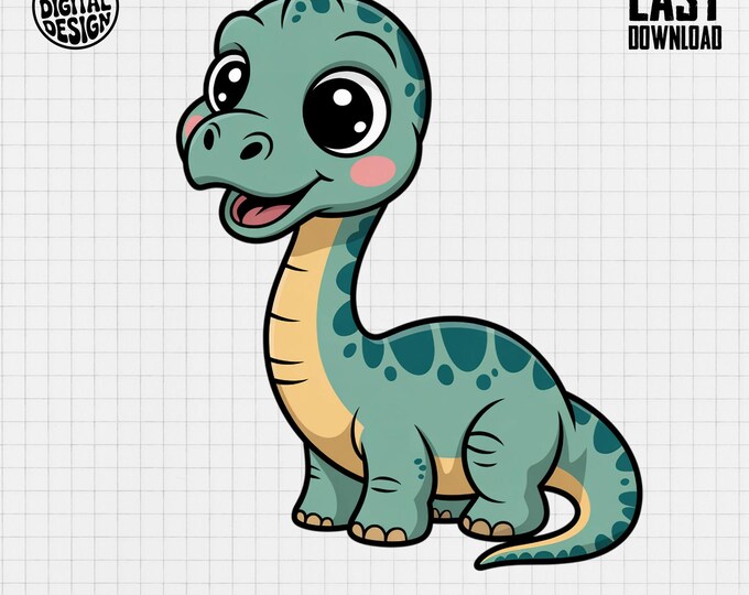 Baby Brachiosaurus Clipart, Cute Dino Clipart, Baby Animal Clipart, Nursery Clipart, Jurassic Theme, Baby Shower Clipart