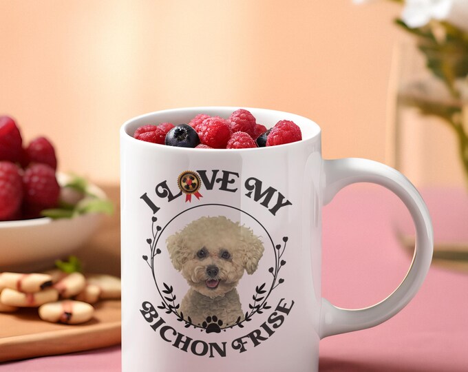 Dog Ceramic Cup Bichon Frise Dog Themed Gift Personalized Ceramic Dog Mug Custom Dog Coffee Mug Unique Ceramic Dog Lover Mug With Name