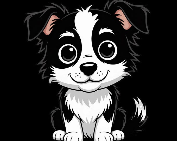 Border Collie Clipart, Cute Dog Clipart, Baby Animal Clipart, Nursery Clipart, Puppy Clipart, Baby Shower Clipart, Collie PNG